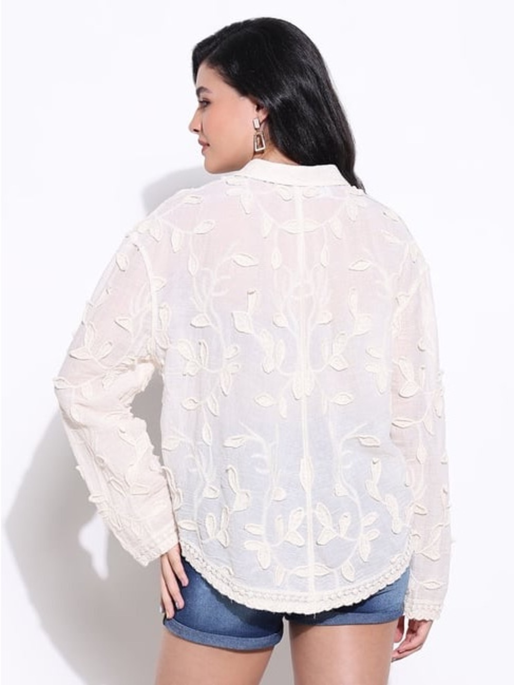 Linen blend patterned blouse - Picture 2 of 5